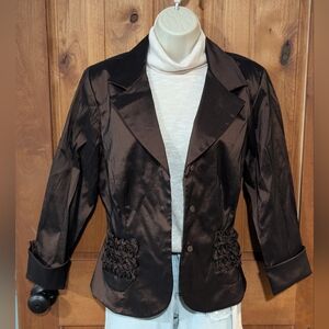Cachet Dark Brown Taffeta Women's Blazer